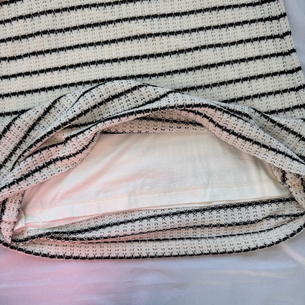 J Crew Textured Stripe Shift Dress Cream Black Knit Large - Picture 13 of 13